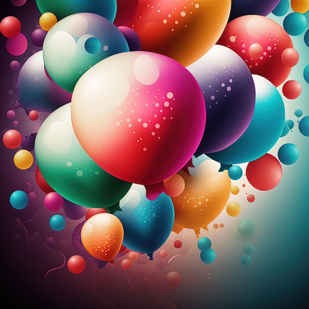 Tło z grupą kolorowych balonów. Ilustracja cyfrowa