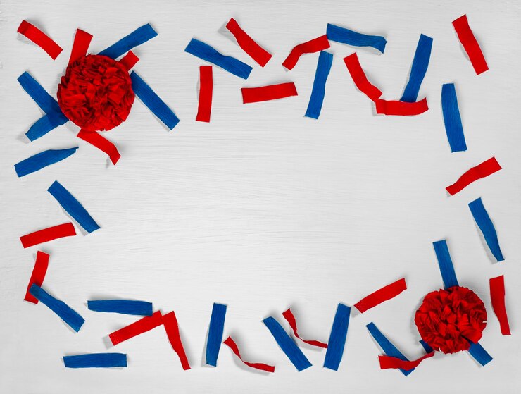 Zdjęcie tło z konfetti kolor flagi usa francja rosja święto niepodległości narodowe święto patriotyczne