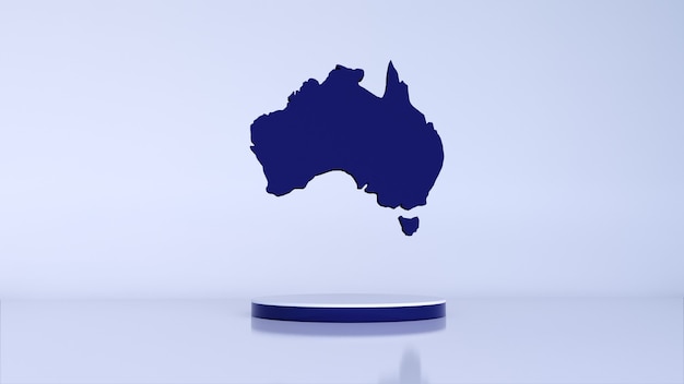 Tło z mapą niebieski na dzień Australii. Renderowania 3D