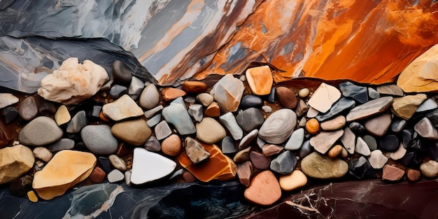 Zdjęcie tło z mieszanką ziemistych odcieni i tekstur przywołujących piękno naturalnych elementów, takich jak skały, drewno i gleba generacyjna sztuczna inteligencja