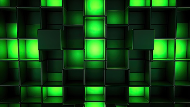 Zdjęcie tło z neonowymi zielonymi kwadratami ułożonymi w siatkę