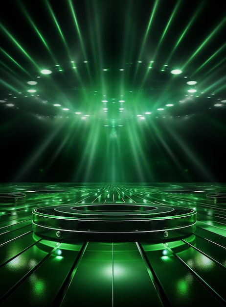 Tło z oświetleniem zielonych reflektorów dla ulotek realistyczny obraz o wysokiej rozdzielczości Ultra HD