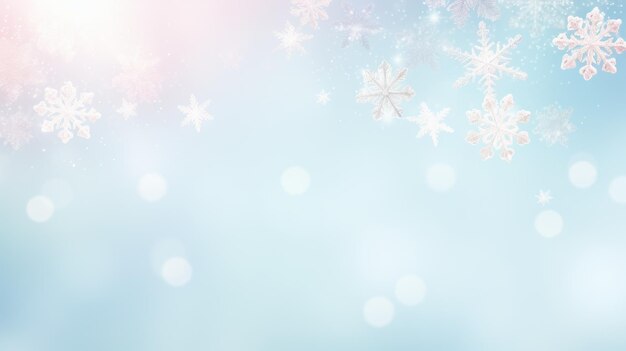 tło z płatkami śniegu w miękkich pastelowych kolorach