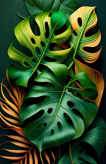 Tło z roślinami monstera