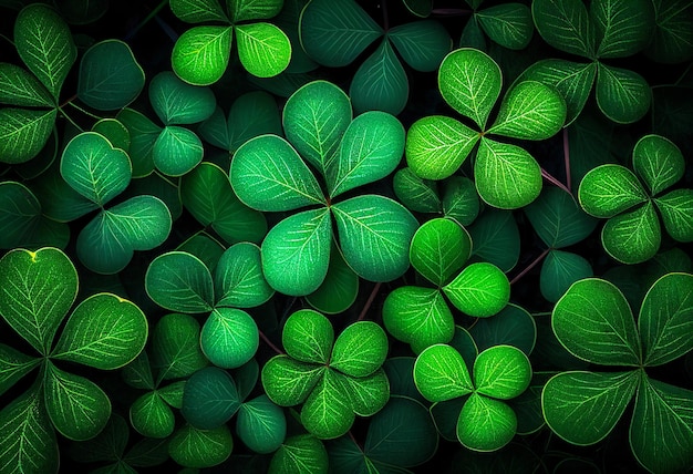 Tło z shamrocks i Clover illustratio AI generative