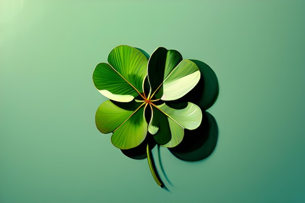 Tło z zielonych liści koniczyny na dzień Świętego Patryka Shamrock fortune symbol Generative AI