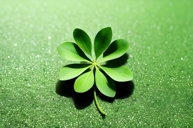 Tło z zielonych liści koniczyny na dzień Świętego Patryka Shamrock fortune symbol Generative AI