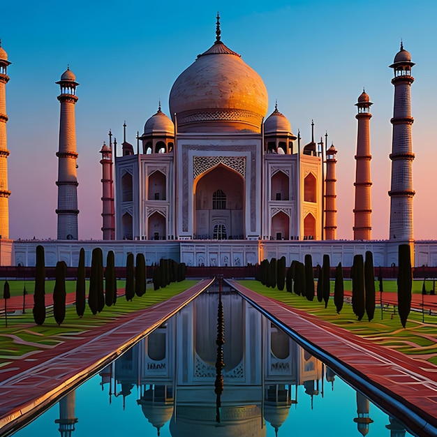 Tło zachodu słońca Taj Mahal