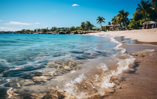 Tło zdjęcia idyllicznej tropikalnej plaży