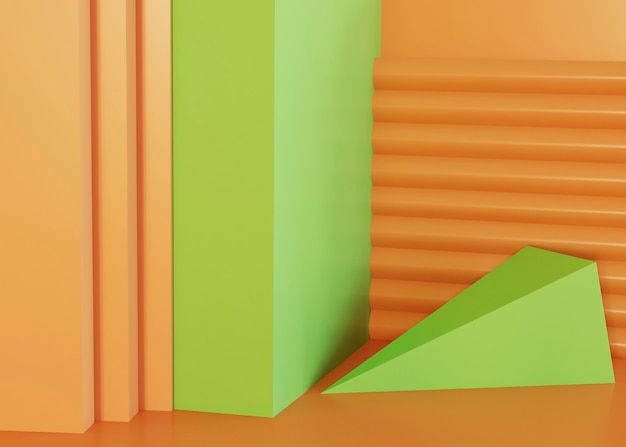 Zdjęcie tło zielony i pomarańczowy kształty geometryczne