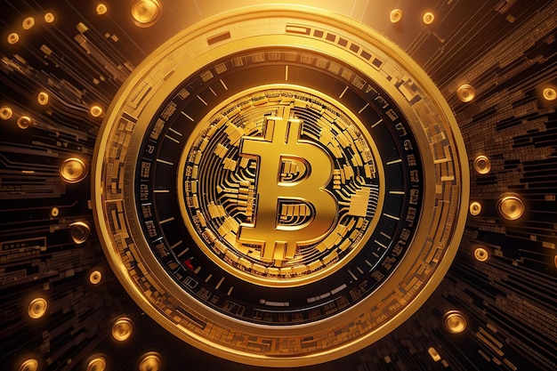 Tło złotej monety kryptowaluta bitcoin
