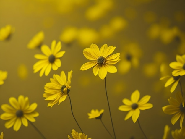 Tło żółtych kwiatów z miękkim stylem