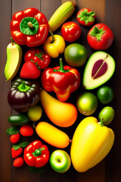 Tło żywności Deseń owoców Tasty food ilustracji generowane Ai