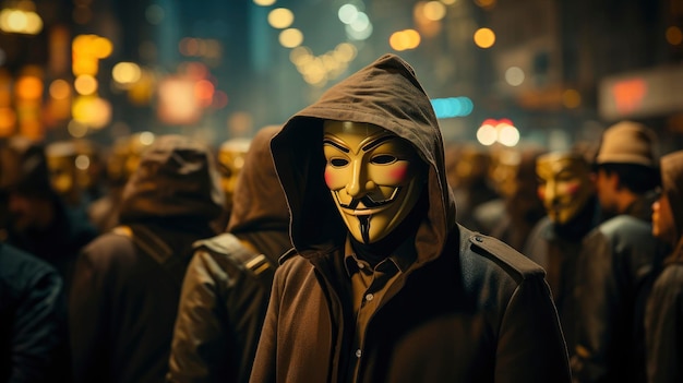 Tłum Anonymous People Masquerade Kostumy Jasne tło Tło Hd