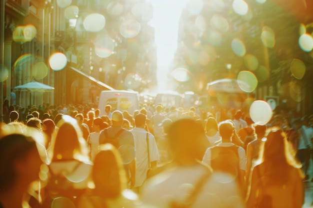 Zdjęcie tłum ludzi idących ulicą nadaje się do koncepcji miejskiego stylu życia