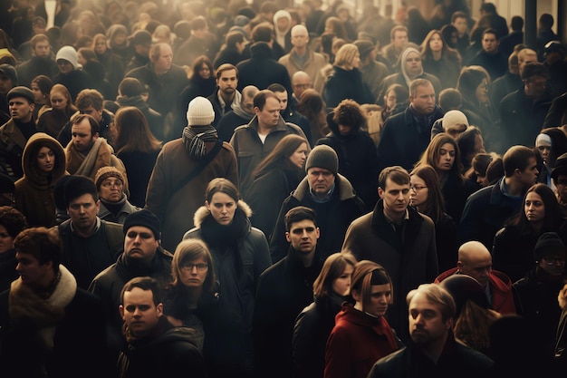 Tłum ludzi na ulicy Światowy dzień ludności