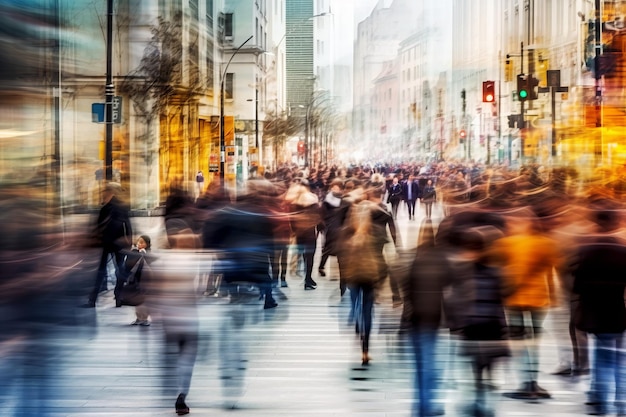 Zdjęcie tłum ludzi na ulicy w ruchu rozmyte światowy dzień populacji