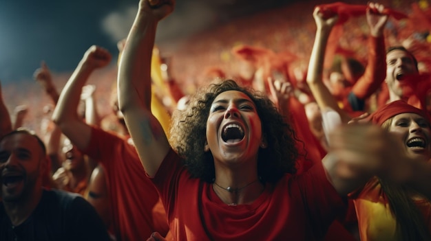 Zdjęcie tłum na stadionie piłkarskim fani cheerują za ulubioną drużyną