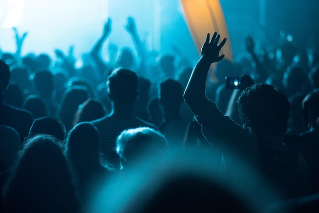 Tłum podczas nocnego koncertu muzycznego