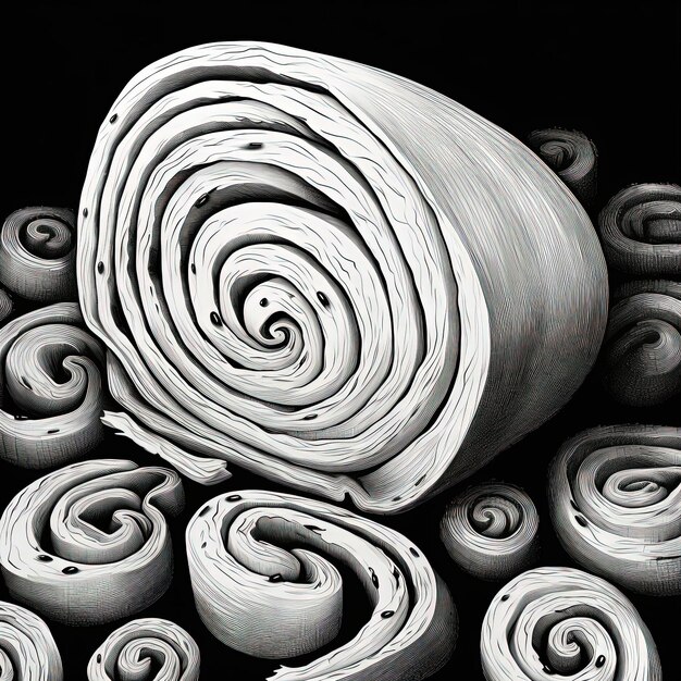 Zdjęcie to ilustracja opakowania chleba w stylu monochromatycznego atramentu.