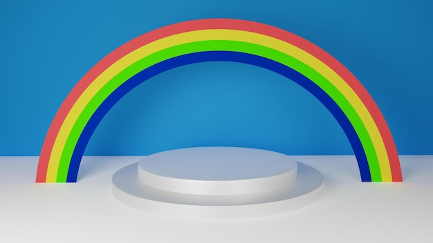 to jest białe podium 3D i jest tęcza