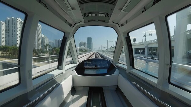 Zdjęcie to nagranie pokazuje z perspektywy pierwszej osoby jazdę na zautomatyzowanym pociągu miami metro mover