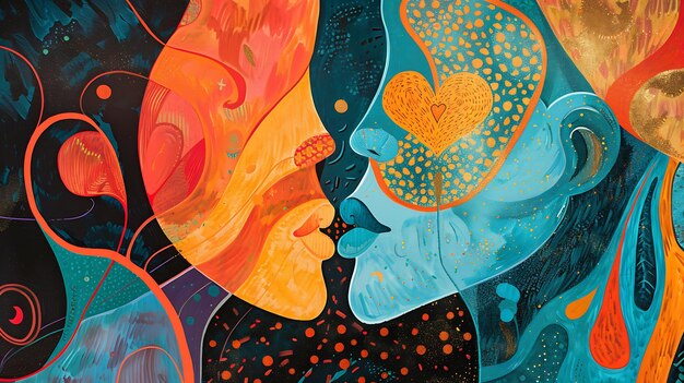 To piękny obraz dwóch zakochanych całujących się.