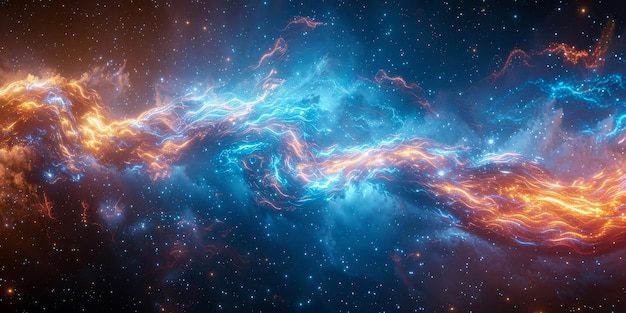 To zdjęcie przedstawia uderzający abstrakcyjny obraz niebieskiego i czarnego tła oświetlonego wielokrotnymi uderzeniami piorunów wysokiego napięcia łuki elektryczne tworzą dramatyczny i elektryzujący wizualny