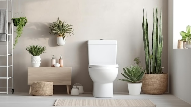 Toaleta w białej łazience Wygenerowano AI