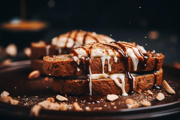 Toast z pełnoziarnistego ziarna z masłem migdałowym i łyżką owsa