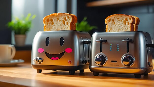 toaster z kreskówkami w kuchni