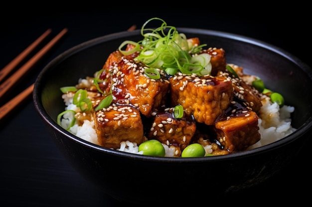 Tofu sojowe Teriyaki Donburi