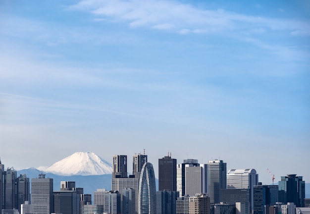 Tokio linia horyzontu i góra Fuji w Japonia.