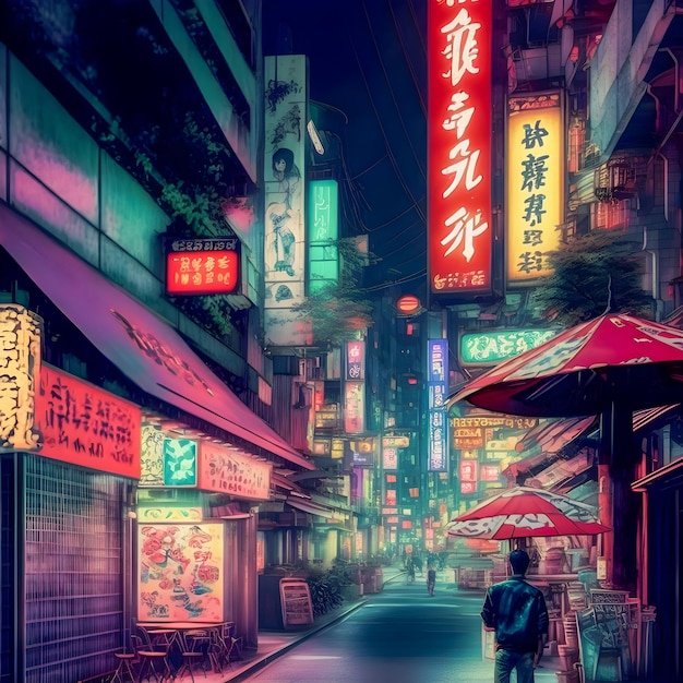 Tokyo City by Night Anime i Manga rysuje ilustracyjne widoki miasta