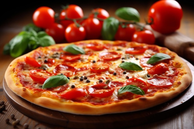 Tomato food space pizza fast copy background meal food włoski tradycyjny ser czarny generatywny AI