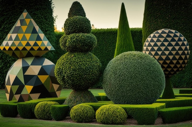 Topiary Geometrycznych Kształtów I Wzorów Stworzonych Za Pomocą Generatywnej Sztucznej Inteligencji