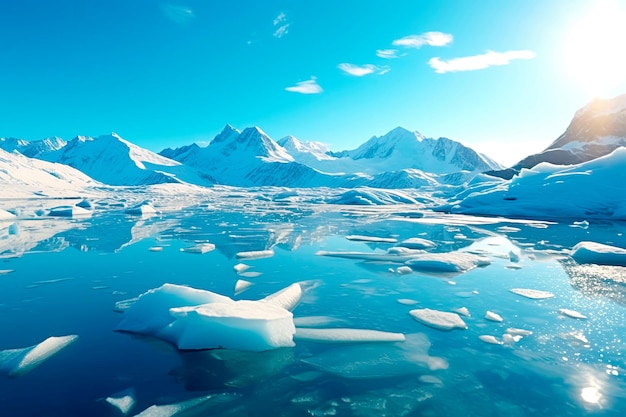 Topniejące lodowce i zalane obszary związane z globalnym ociepleniem
