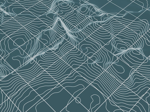 Topograficzna mapa konturowa z liniami siatki