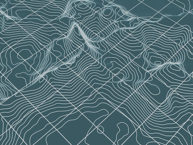 Topograficzna Mapa Konturowa Z Liniami Siatki