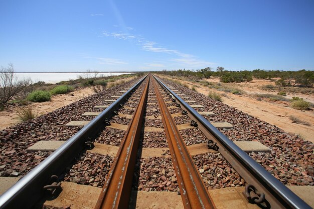 Tor kolejowy z napisem "rail".