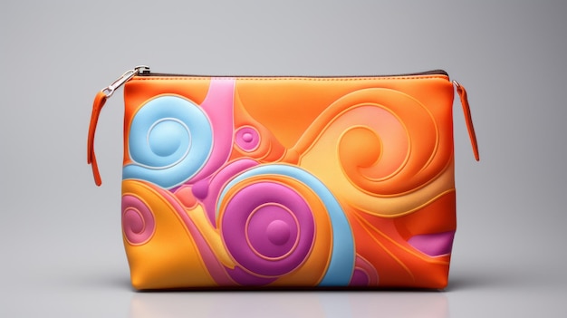 Zdjęcie torebka ozdobiona kolorowym wzorem tworząca kapryśny i zabawny wygląd