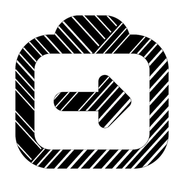 Zdjęcie torebka strzała w prawo ikona czarno-białe linie przekątne