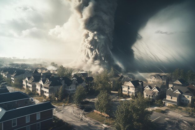 Zdjęcie tornado z stadem owiec na pierwszym planie