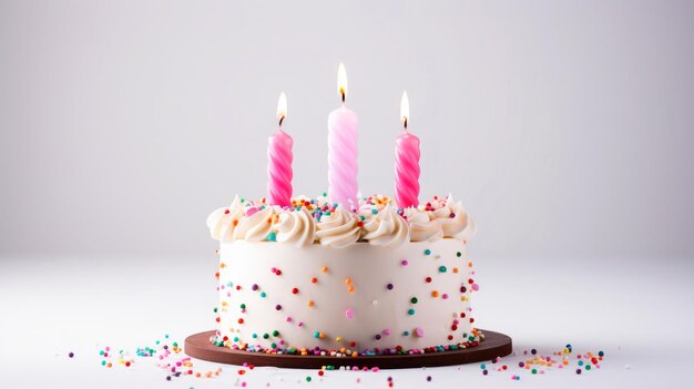 Tort urodzinowy pokryty kremem ze świeczkami