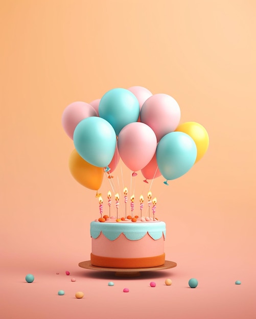 tort urodzinowy z balonami i tort z napisem „urodziny”.