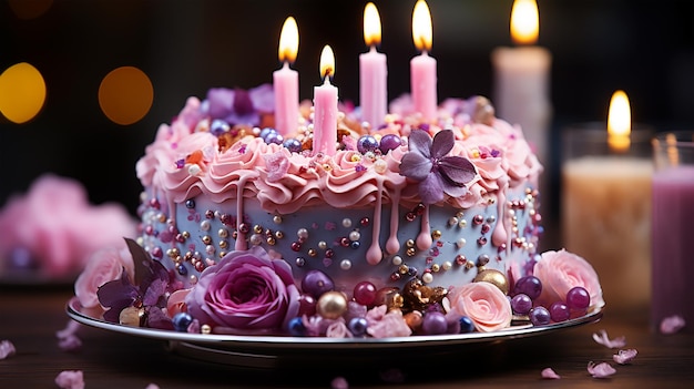 Tort urodzinowy z owocowymi jagodami i herbatnikami kopiuje koncepcję imprezy dla dzieci i dorosłych