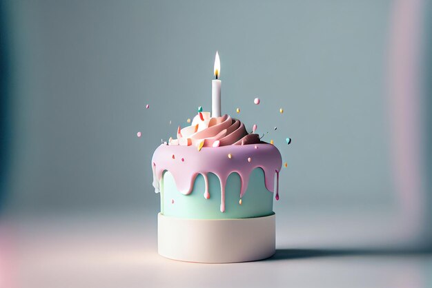 Tort urodzinowy ze świeczkami Ilustracja Generatywna AI