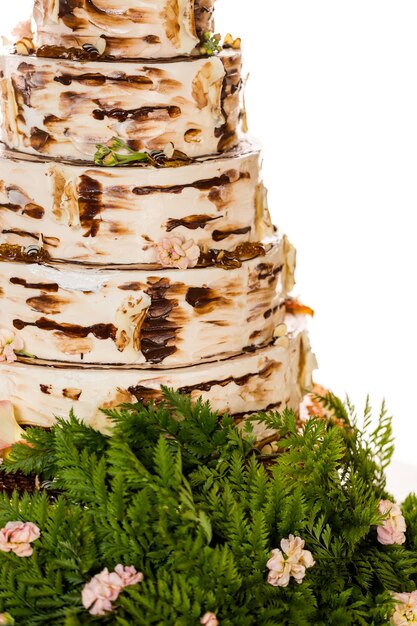 Zdjęcie tort weselny dla smakoszy warstwowych na weselu.