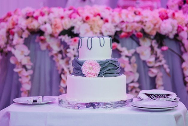 Tort weselny na weselu nowożeńców