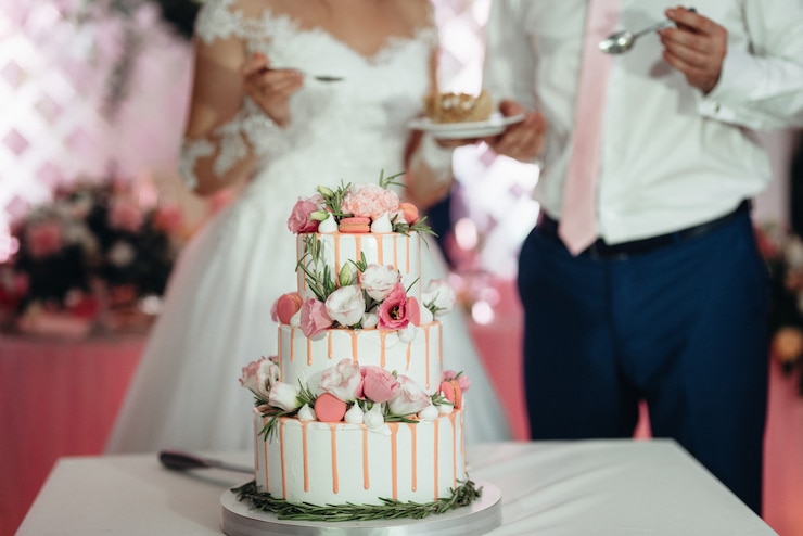 Tort weselny na weselu nowożeńców